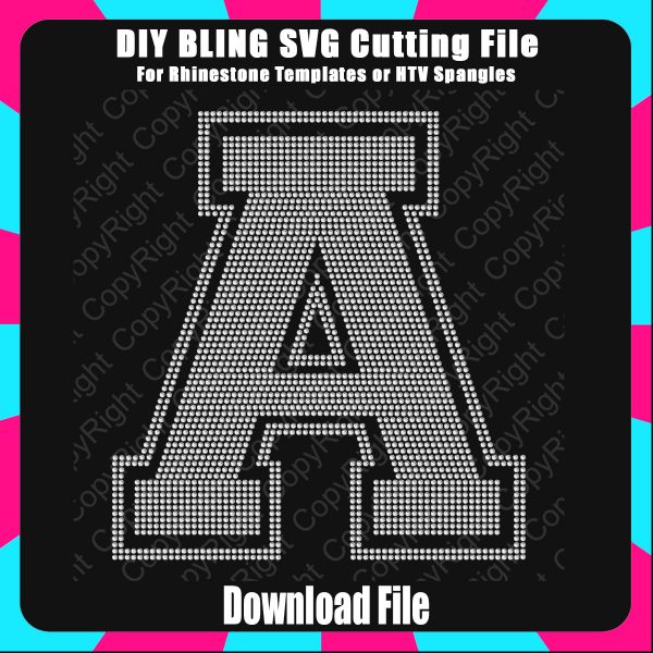 Collegiate A Extra Large Letter Bling SVG Download File - Cutting File for Templates