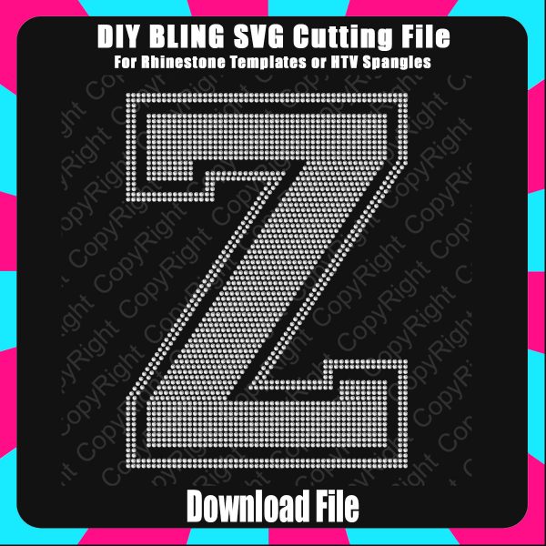 Collegiate Z Extra Large Letter Bling SVG Download File - Cutting File for Templates
